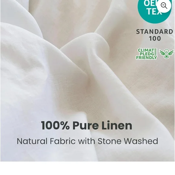 Simple Opulence 100% Linen Queen Duvet Cover White OEKO-TEX Button Closure - Picture 3 of 8